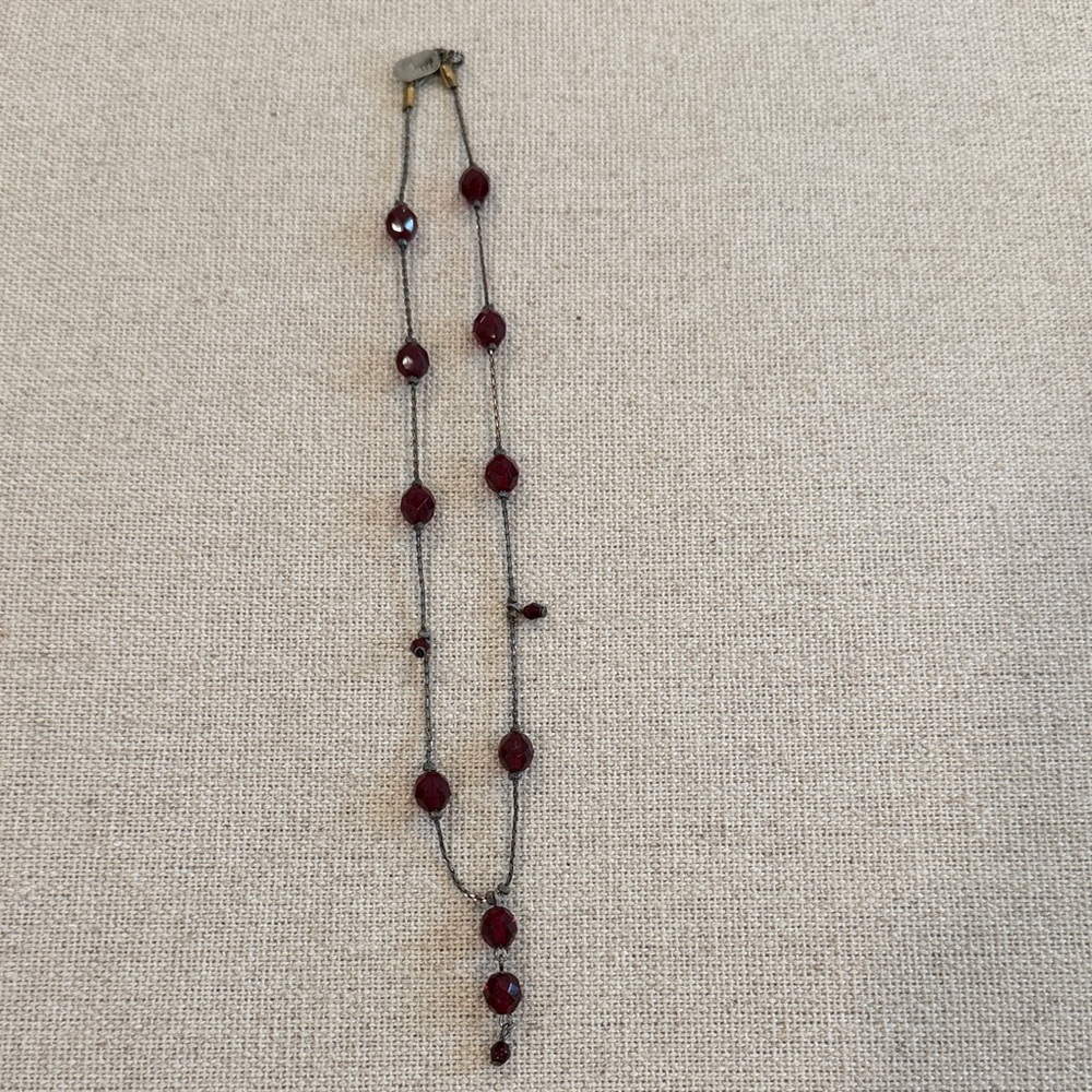 Delicate Red Bead Station Necklace - Women Jewelry